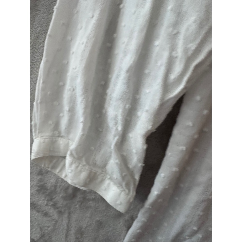 Talbots White Swiss Dot Pintuck Top Womens‎ Medium 3/4 Sleeve Cotton Blouse - Picture 3 of 10